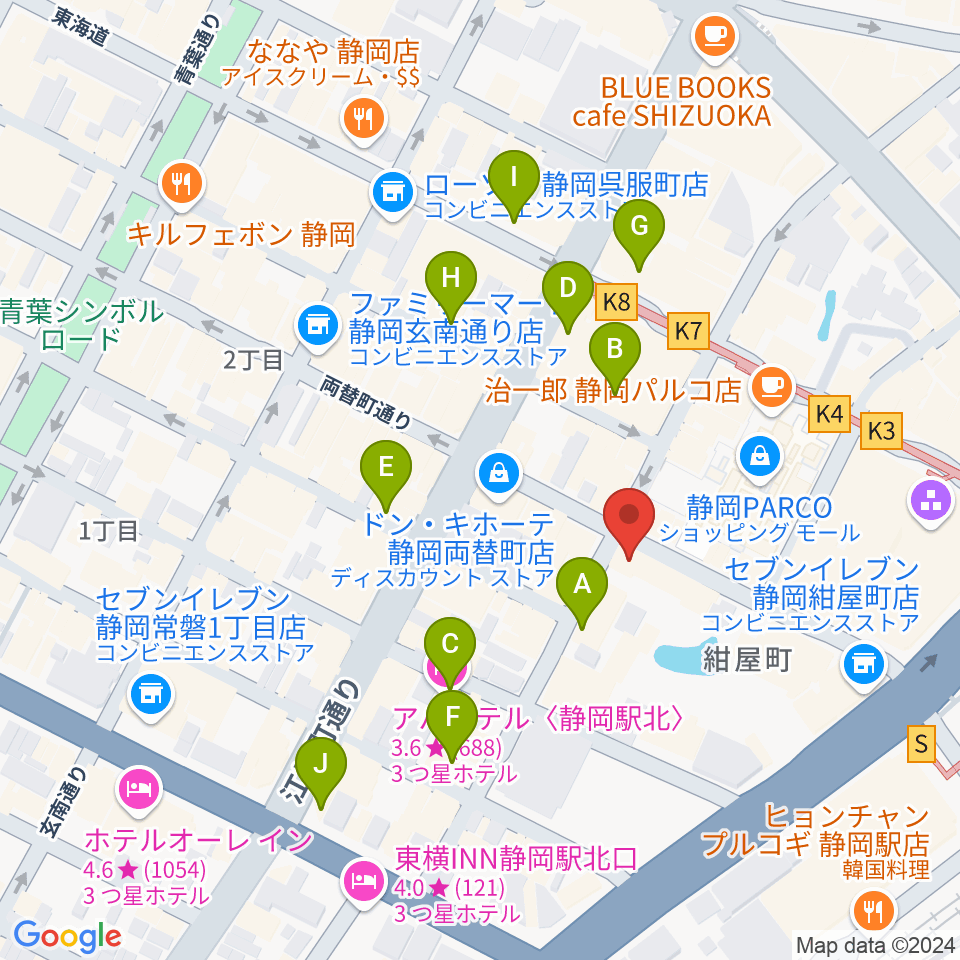 静岡LIFE TIME（ライフタイム）周辺のホテル一覧地図