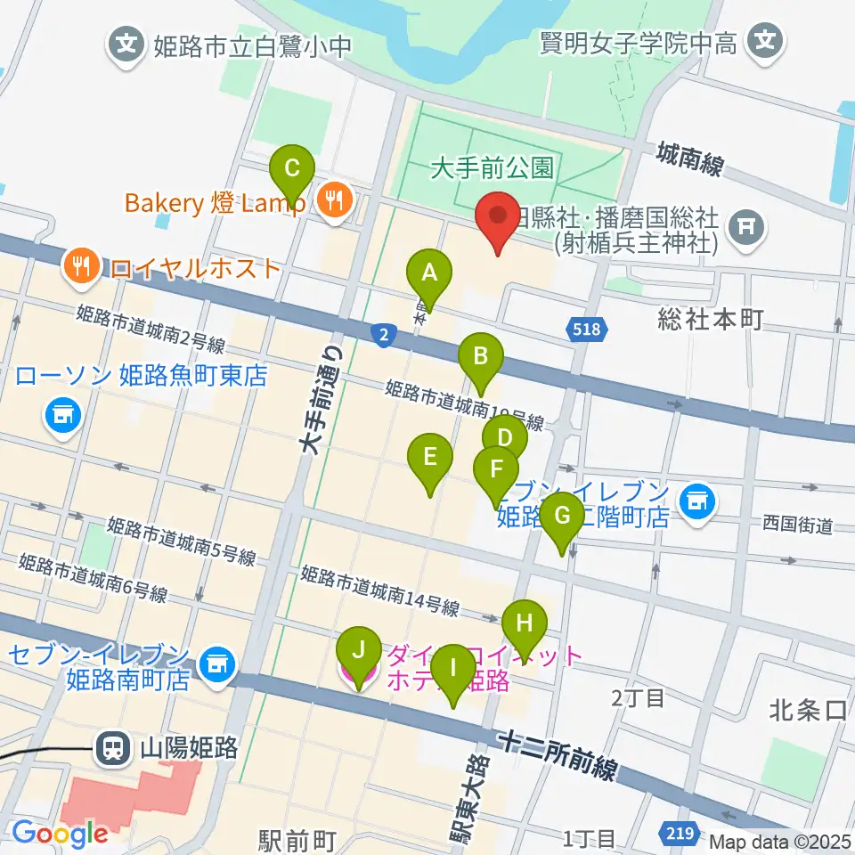 あいめっせホール周辺のホテル一覧地図