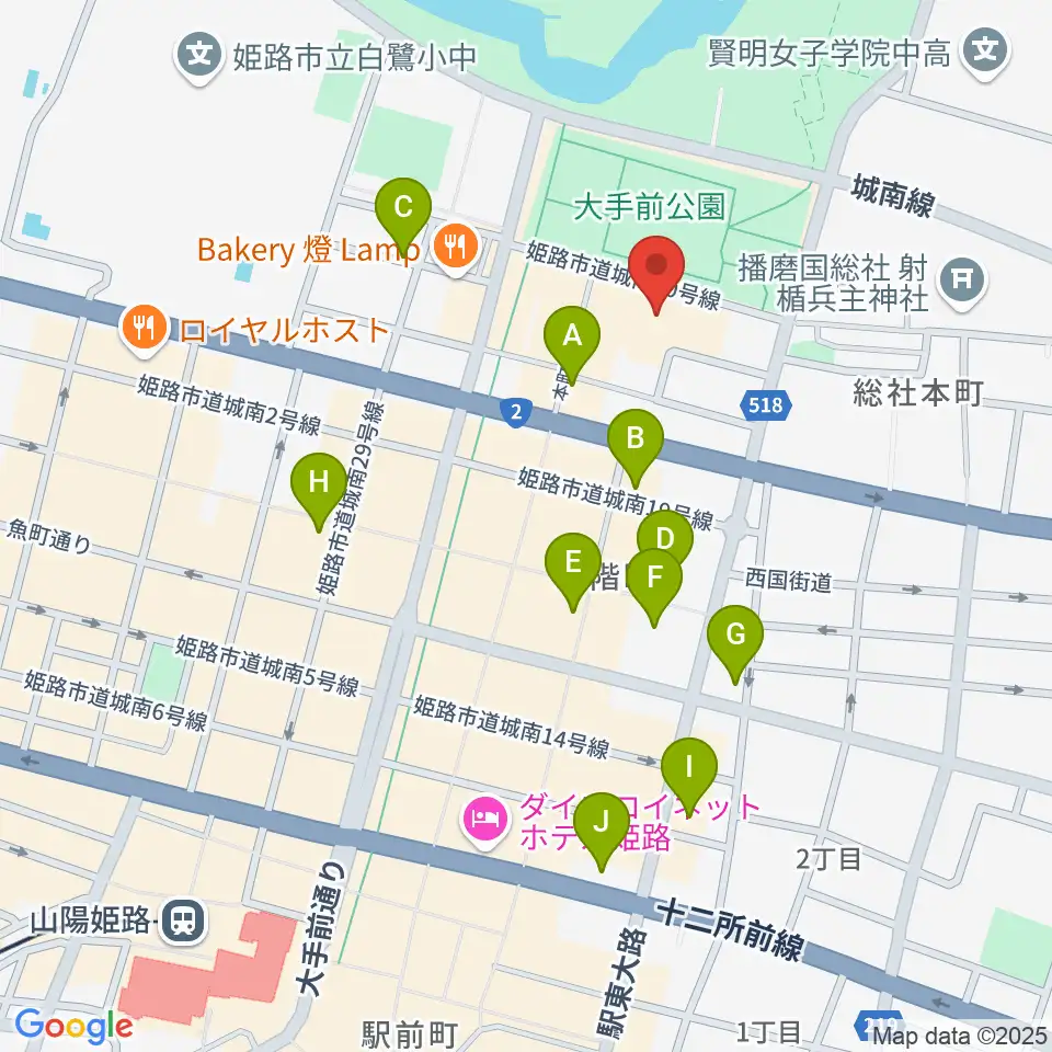 あいめっせホール周辺のホテル一覧地図