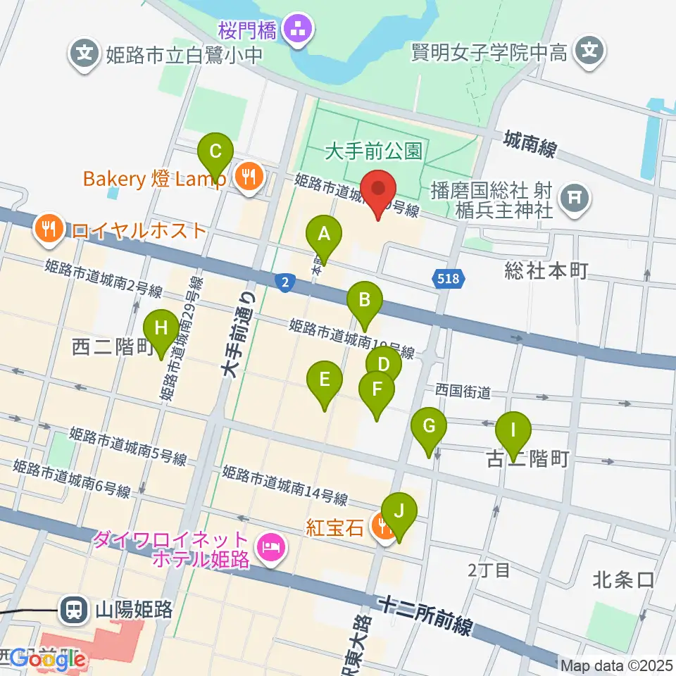 あいめっせホール周辺のホテル一覧地図