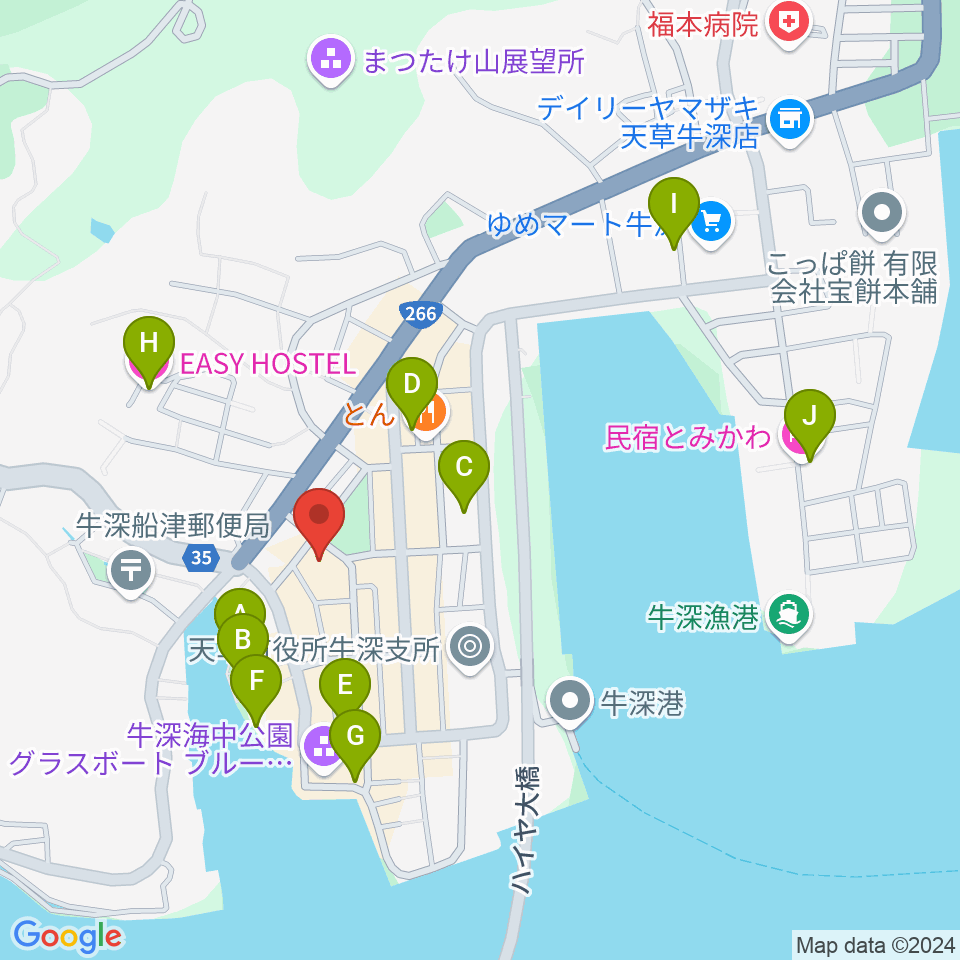 牛深文化会館（牛深総合センター）周辺のホテル一覧地図