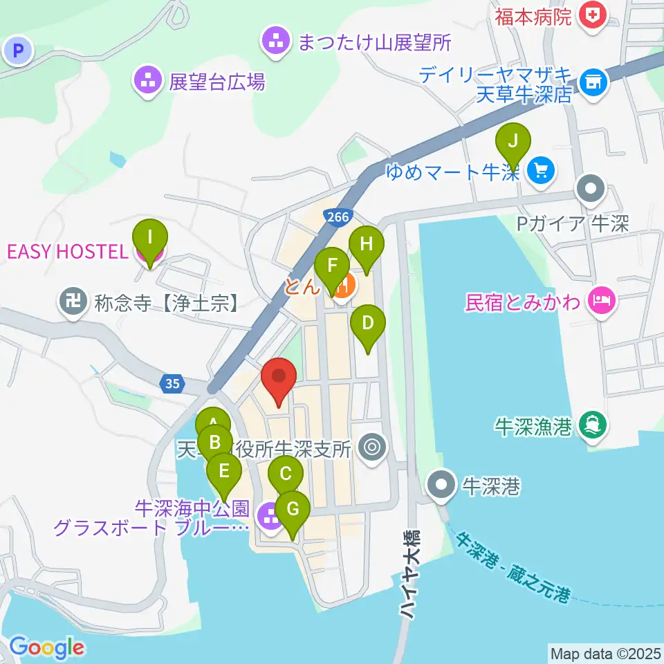 牛深総合センター周辺のホテル一覧地図