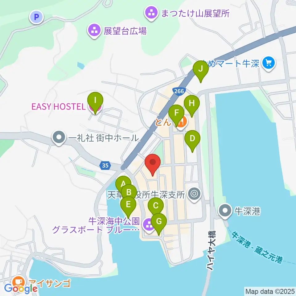 牛深総合センター周辺のホテル一覧地図