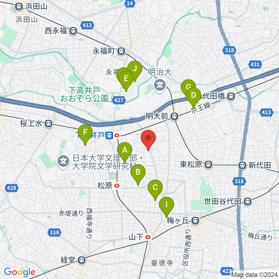 宇宙舘周辺のホテル一覧地図