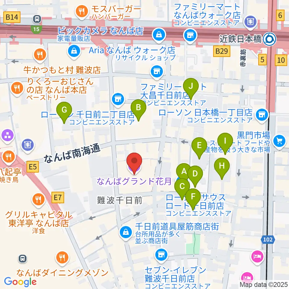 なんばグランド花月周辺のホテル一覧地図