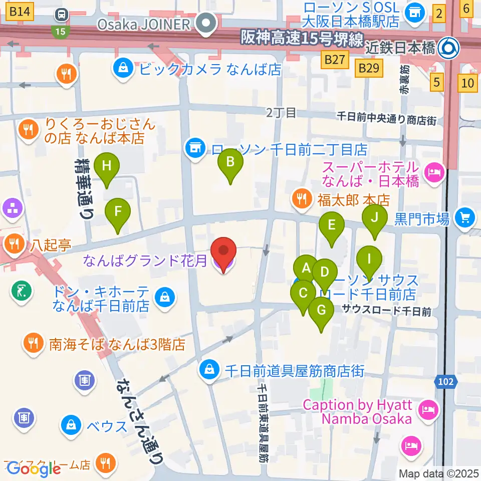 なんばグランド花月周辺のホテル一覧地図
