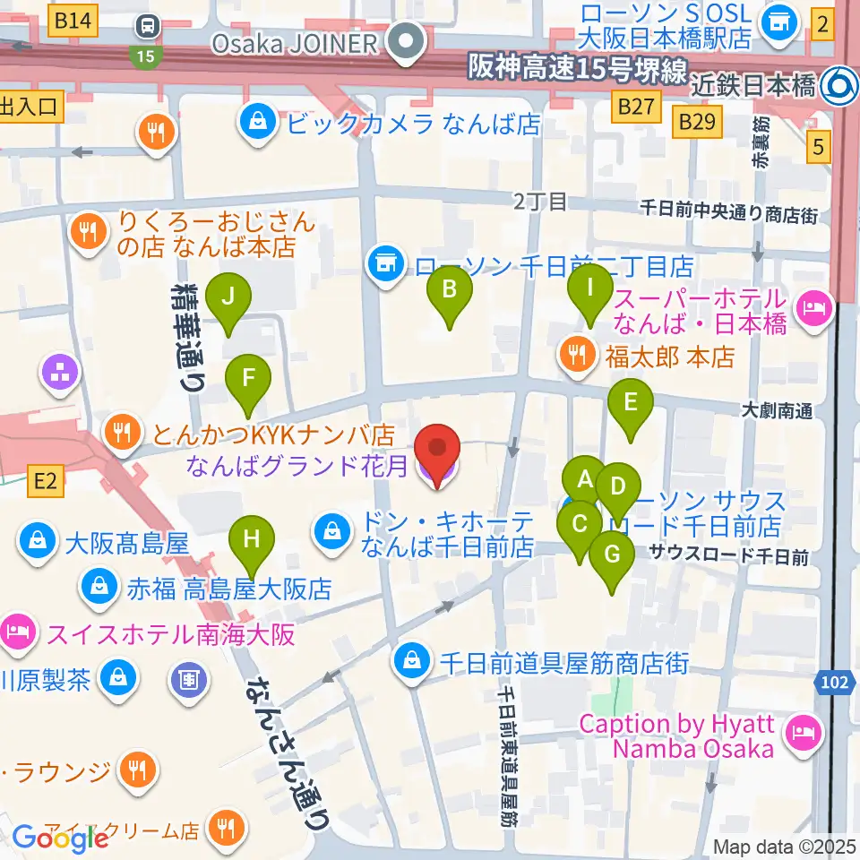 なんばグランド花月周辺のホテル一覧地図