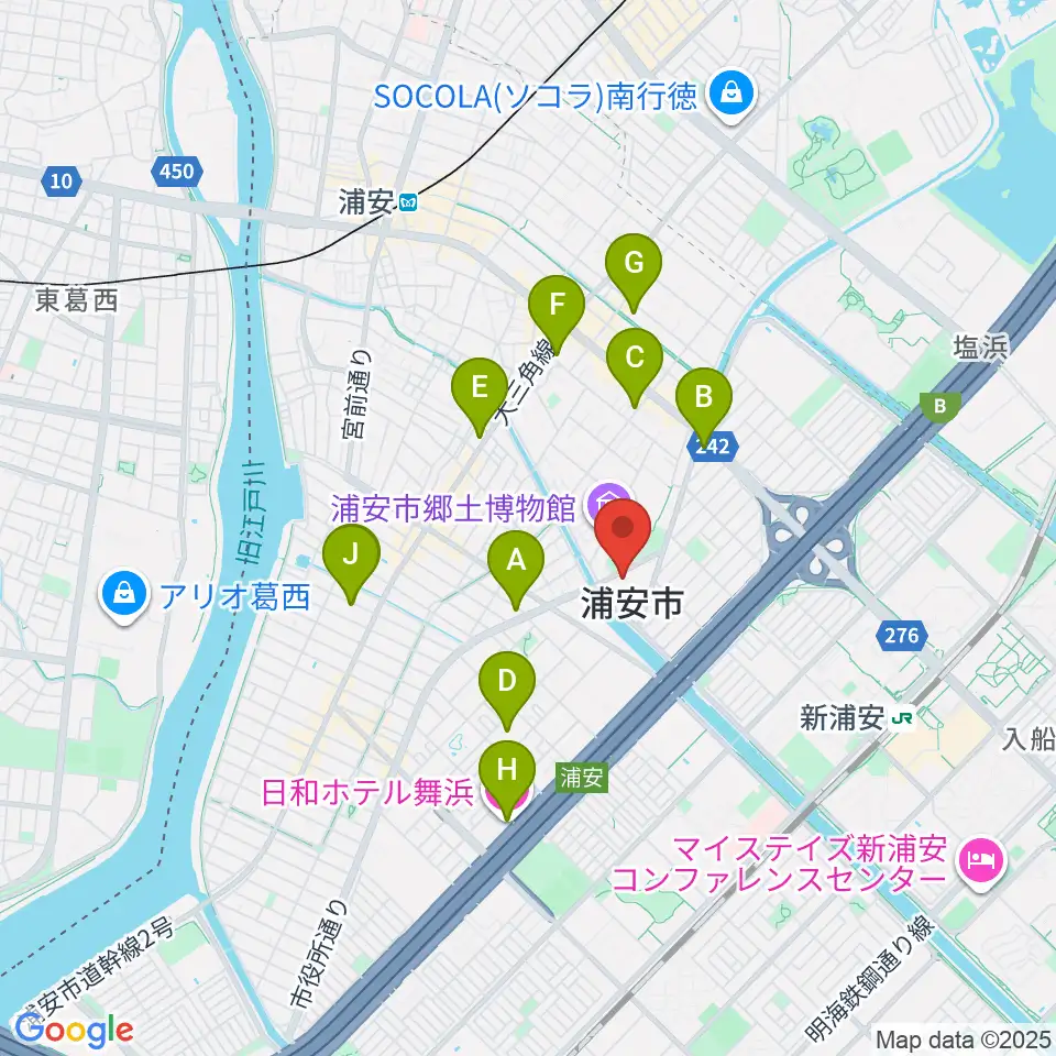 浦安市文化会館周辺のホテル一覧地図