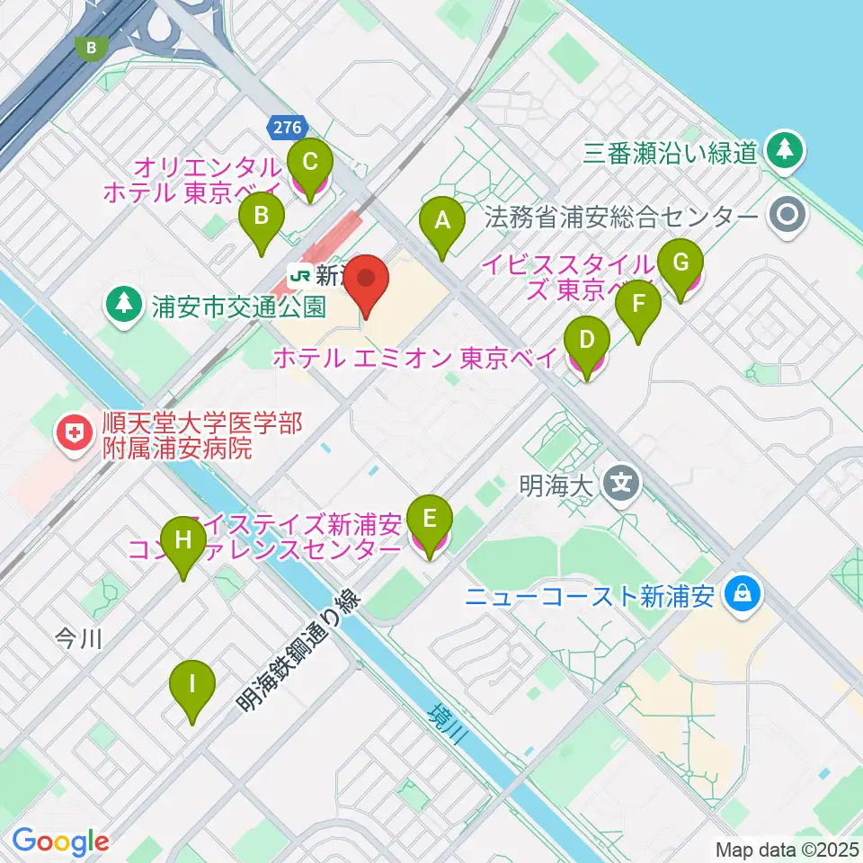 浦安市民プラザWave101周辺のホテル一覧地図