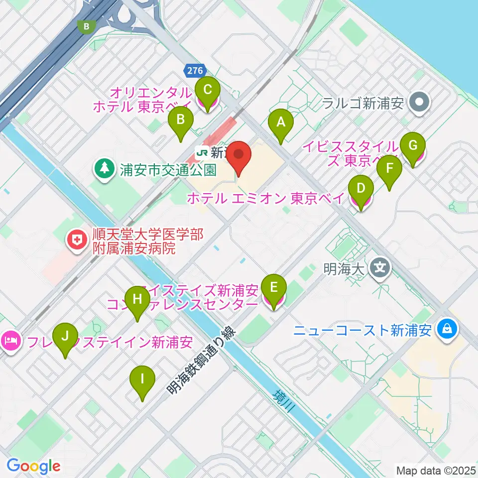 浦安市民プラザWave101周辺のホテル一覧地図