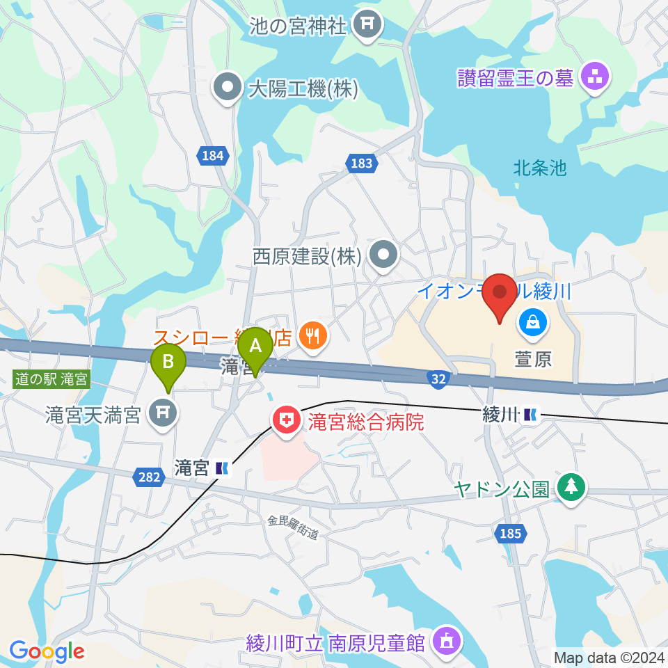 島村楽器 イオンモール綾川店周辺のホテル一覧地図