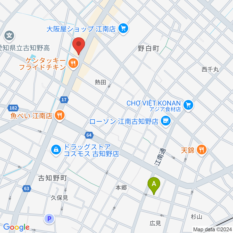 江南TOM周辺のホテル一覧地図