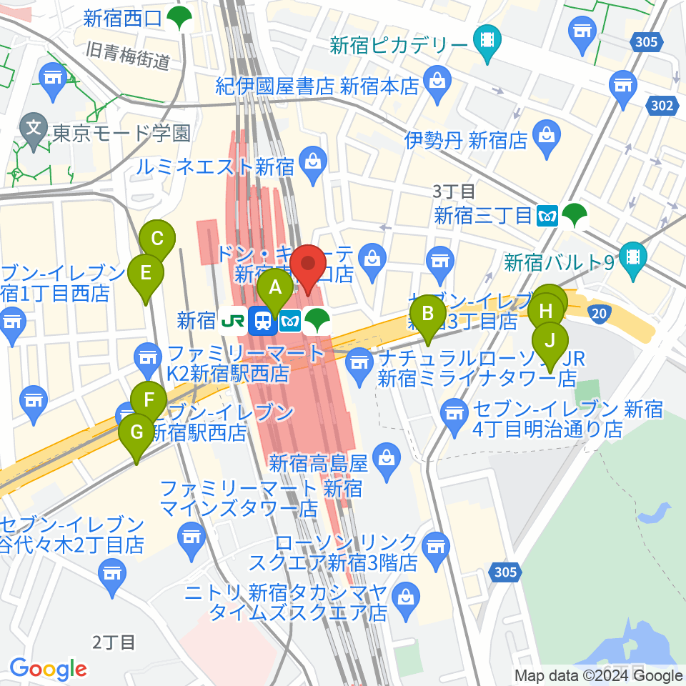 ルミネtheよしもと周辺のホテル一覧地図