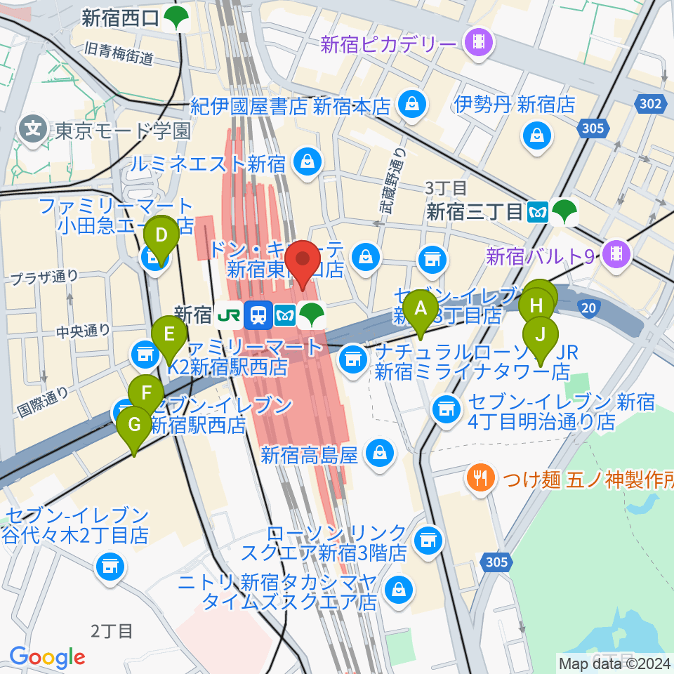 ルミネtheよしもと周辺のホテル一覧地図