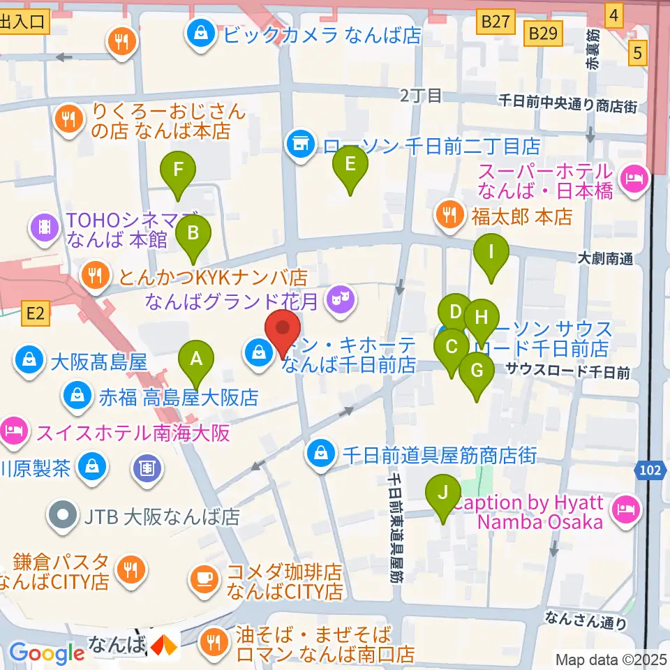よしもと漫才劇場周辺のホテル一覧地図