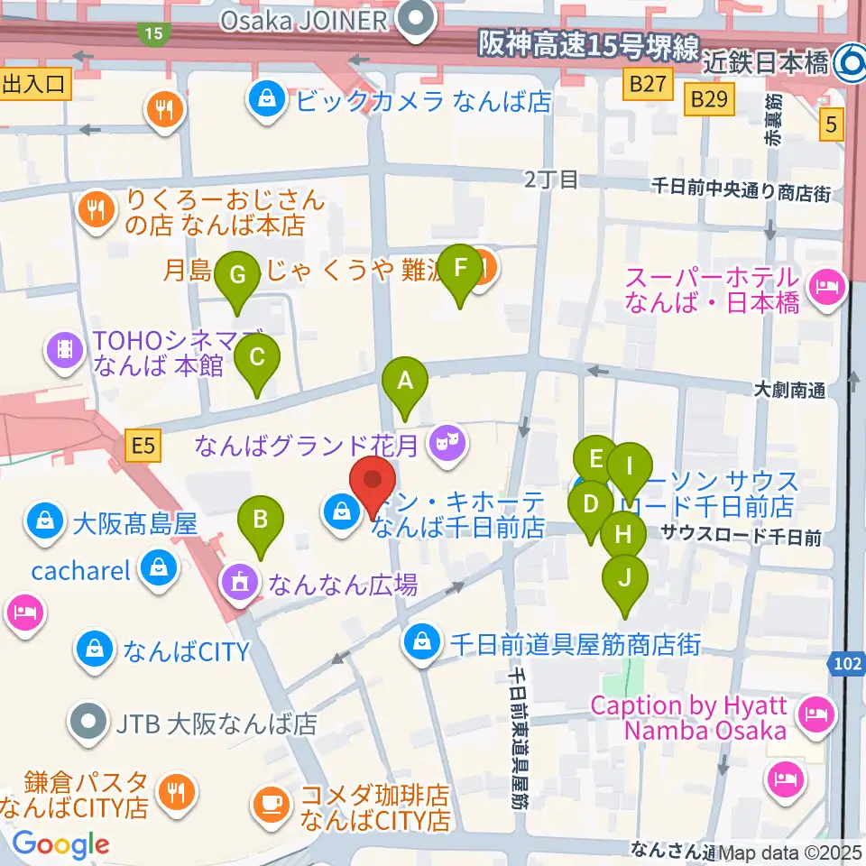 よしもと漫才劇場周辺のホテル一覧地図