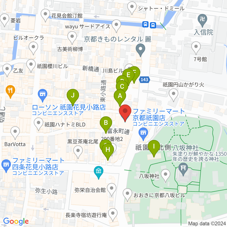 よしもと祇園花月周辺のホテル一覧地図