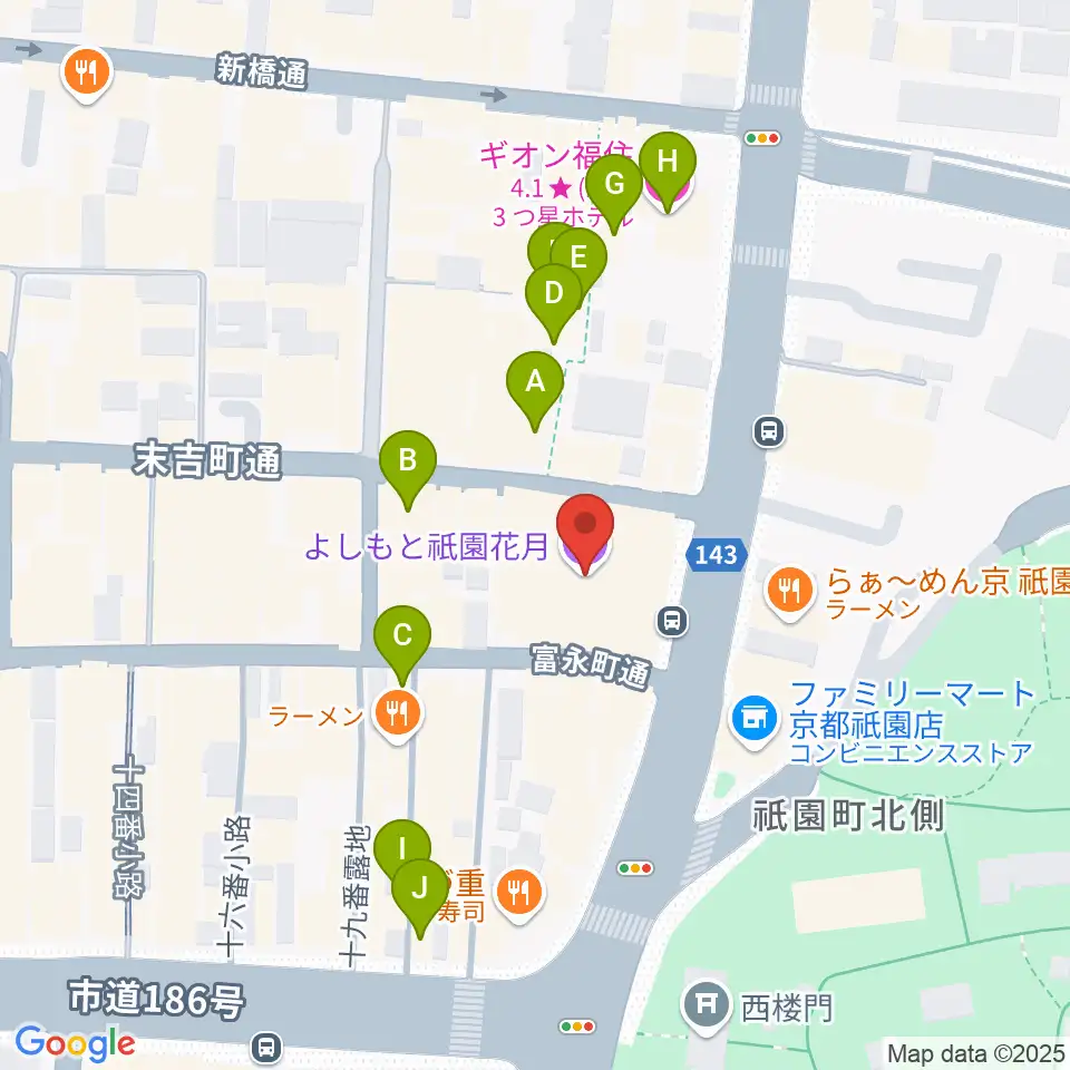よしもと祇園花月周辺のホテル一覧地図