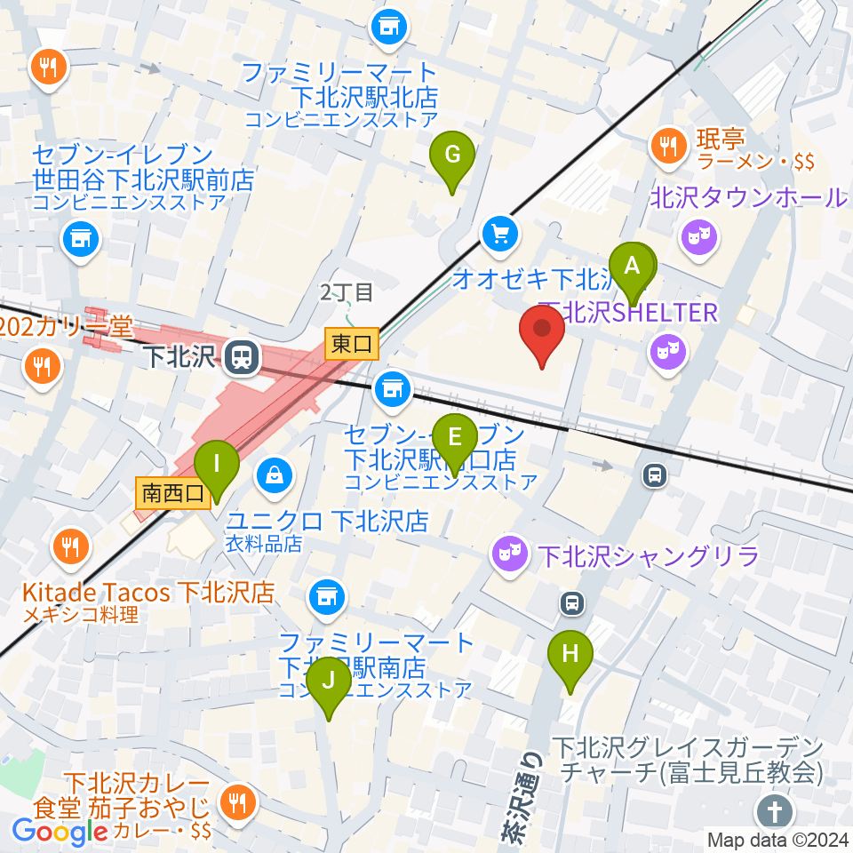 下北沢 本多劇場周辺のホテル一覧地図