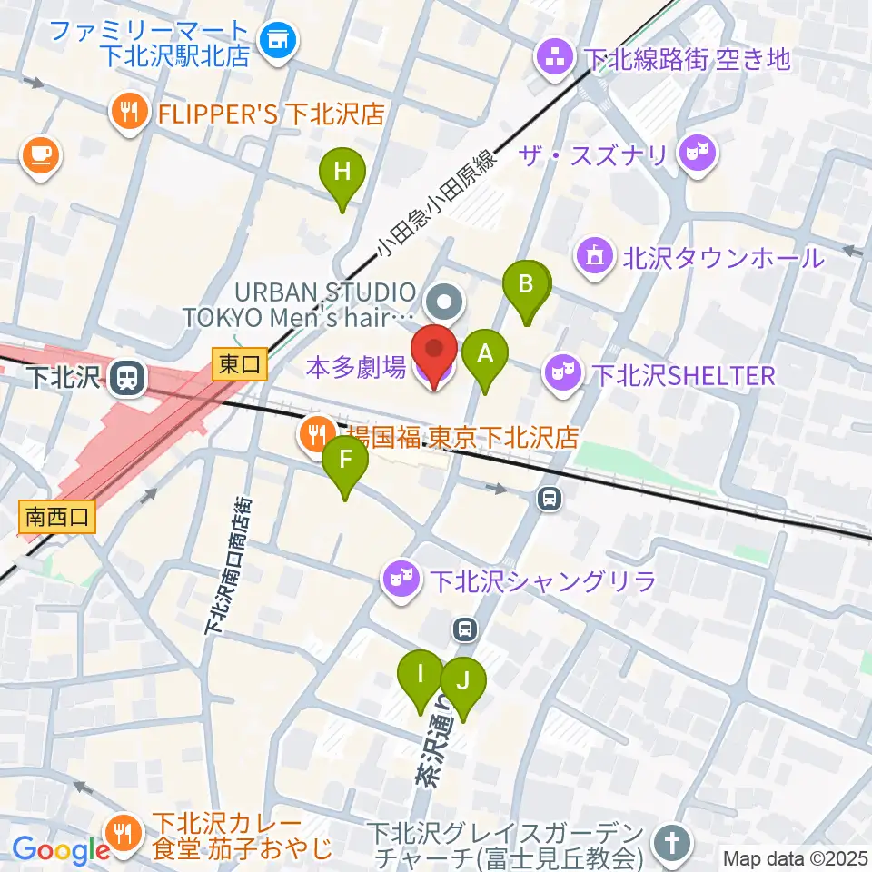 下北沢 本多劇場周辺のホテル一覧地図