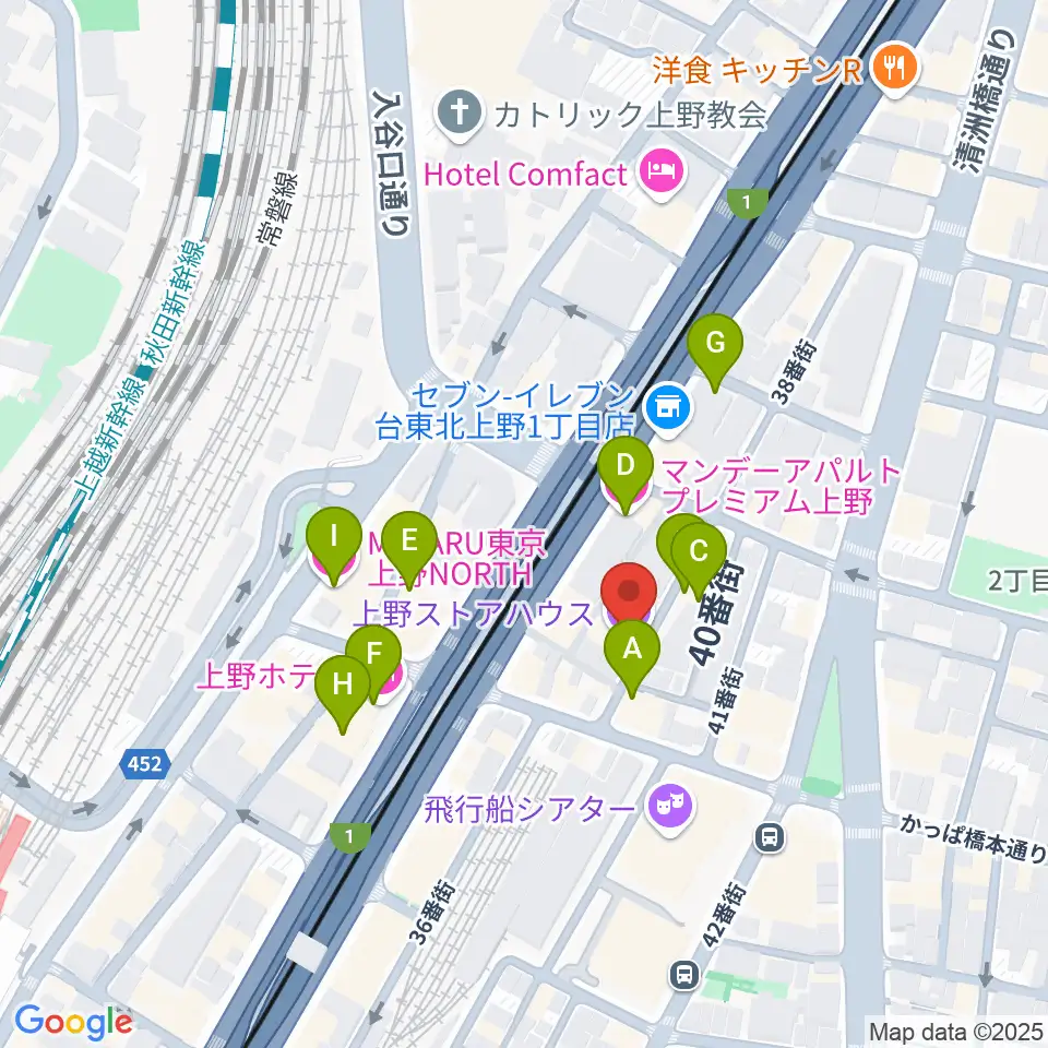 上野ストアハウス周辺のホテル一覧地図