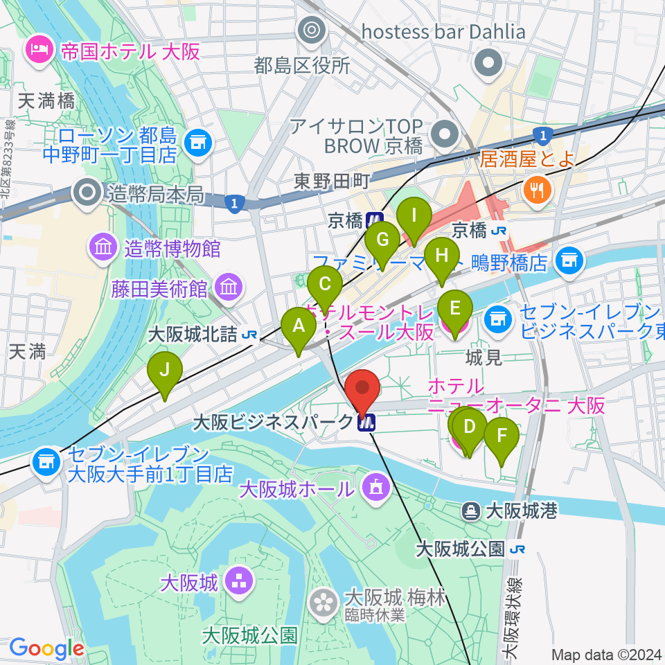 松下IMPホール周辺のホテル一覧地図