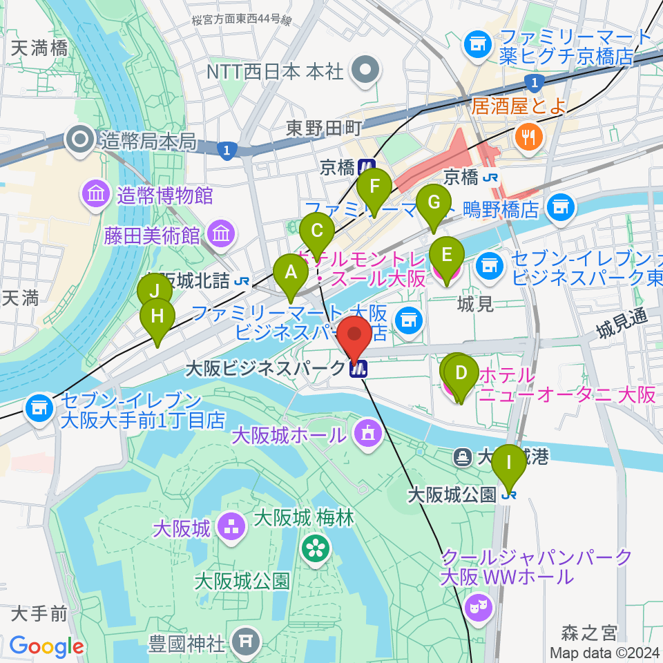 松下IMPホール周辺のホテル一覧地図