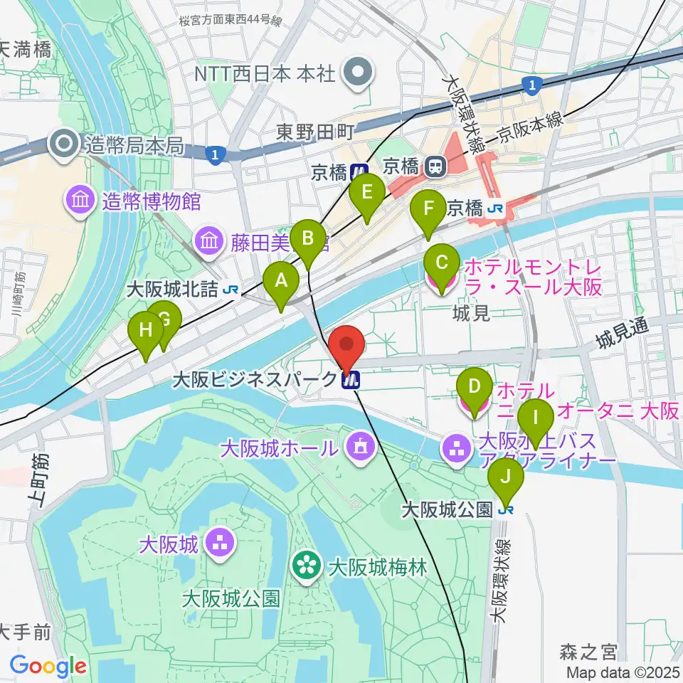 松下IMPホール周辺のホテル一覧地図