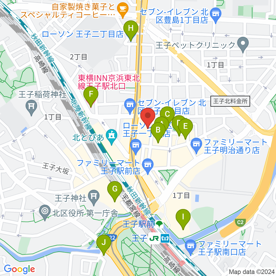 王子小劇場周辺のホテル一覧地図