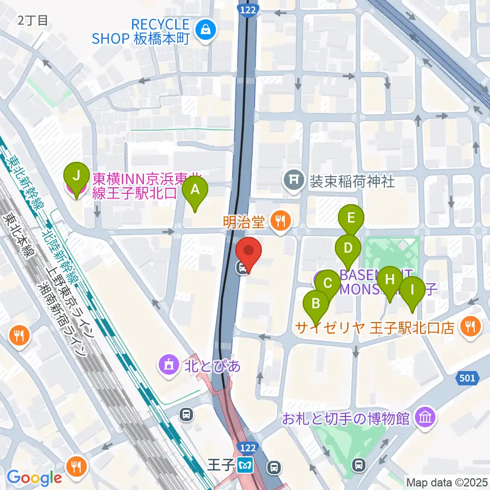 インディペンデントシアターOji周辺のホテル一覧地図