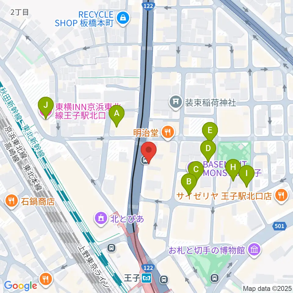 インディペンデントシアターOji周辺のホテル一覧地図