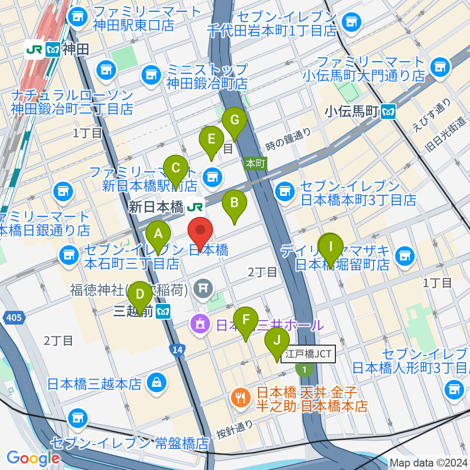 お江戸日本橋亭周辺のホテル一覧地図