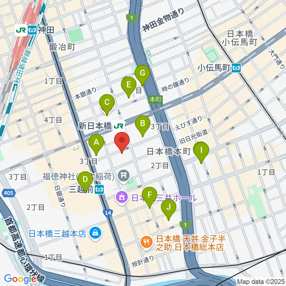 お江戸日本橋亭周辺のホテル一覧地図