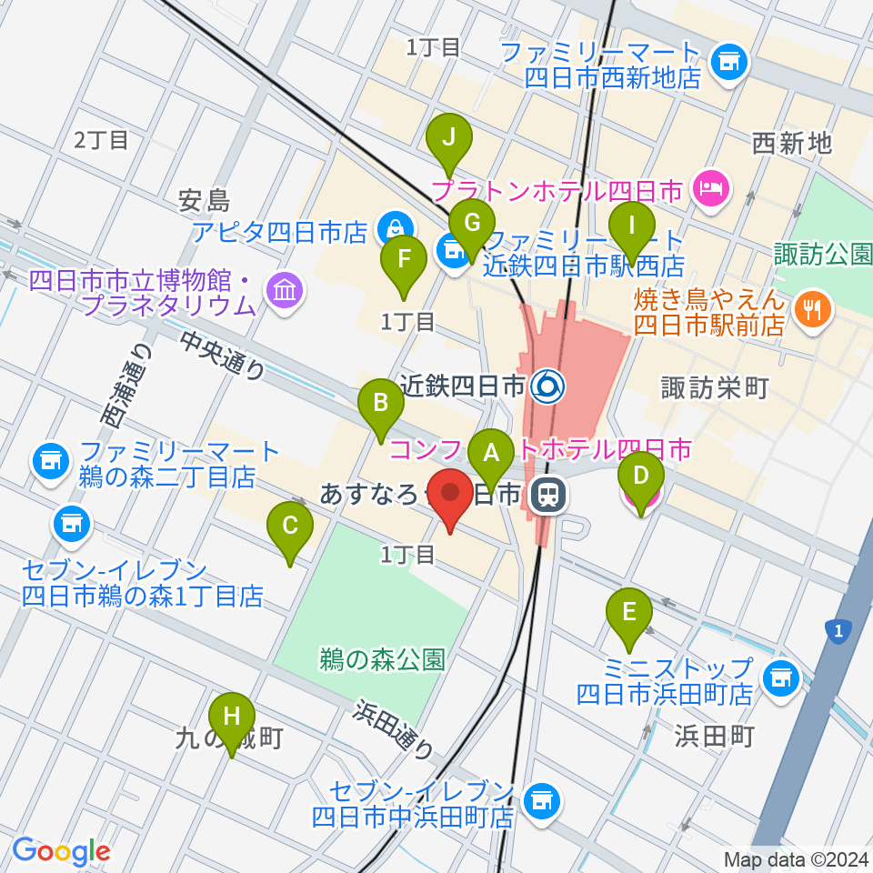 四日市ビージェイ周辺のホテル一覧地図