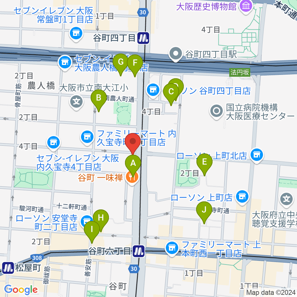 谷町グラバー邸周辺のホテル一覧地図