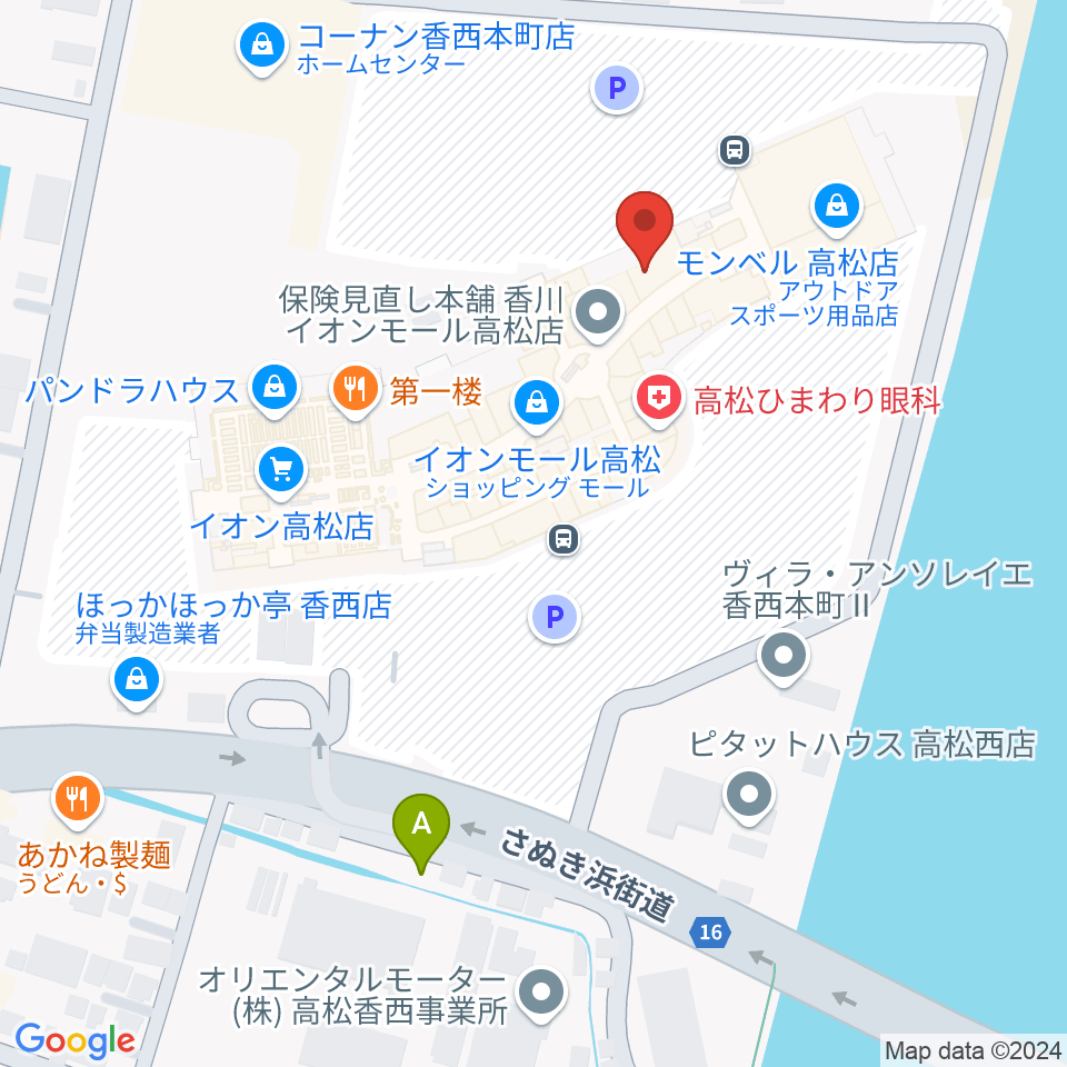 楽器堂オーパス イオンモール高松店周辺のホテル一覧地図