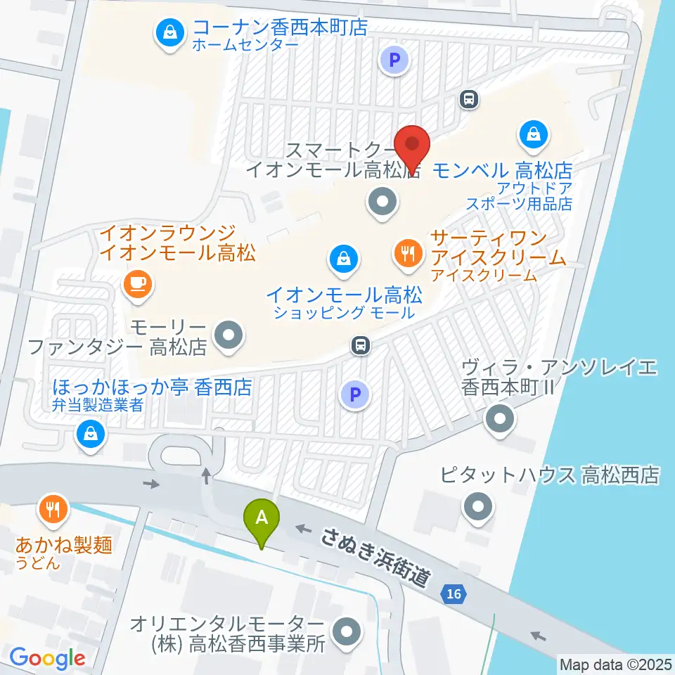 楽器堂オーパス イオンモール高松店周辺のホテル一覧地図