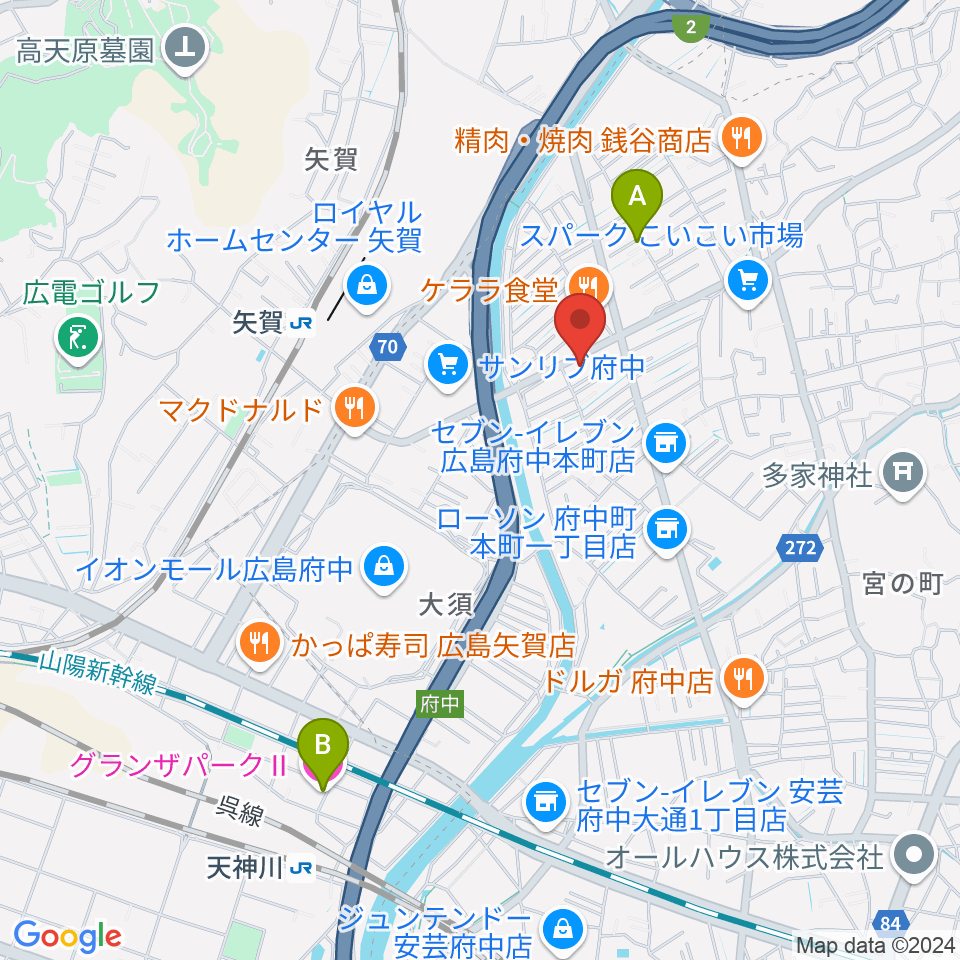 広島ララミュージック周辺のホテル一覧地図