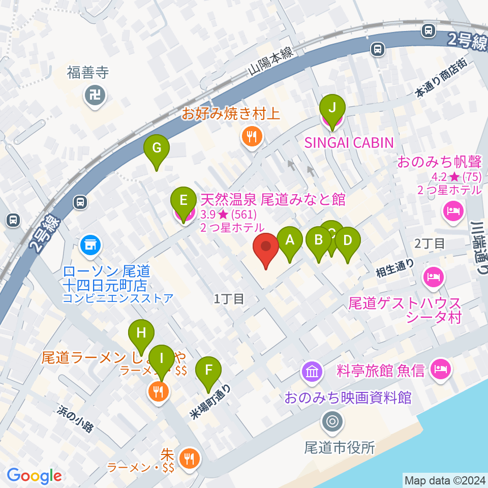 尾道オエコモヴァ周辺のホテル一覧地図