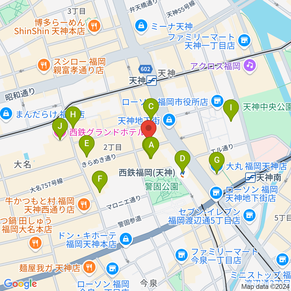 天神 照和周辺のホテル一覧地図