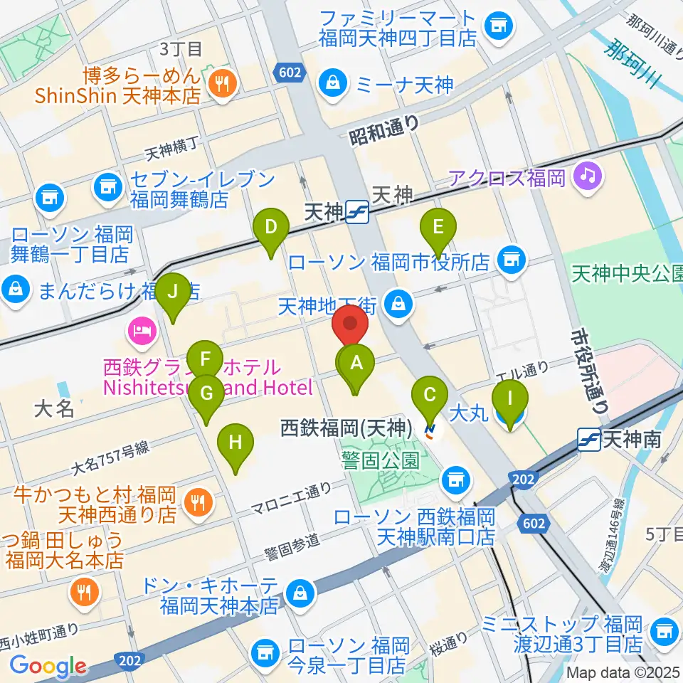 天神 照和周辺のホテル一覧地図