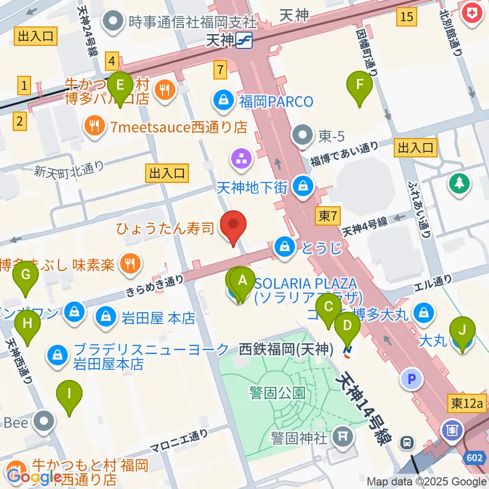 天神 照和周辺のホテル一覧地図