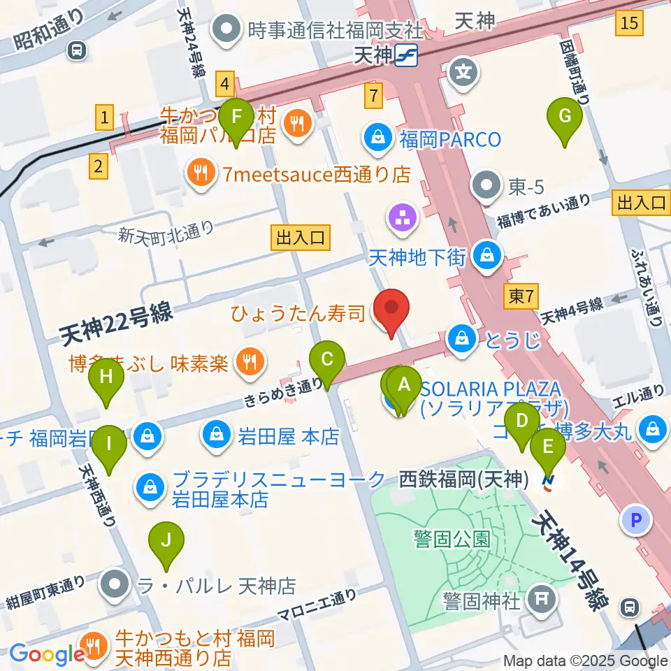 天神 照和周辺のホテル一覧地図