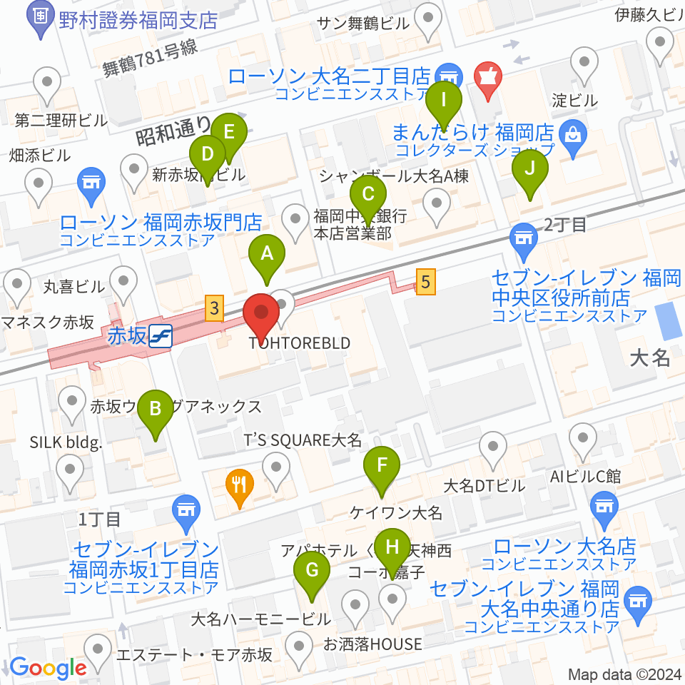 福岡バックステージ周辺のホテル一覧地図