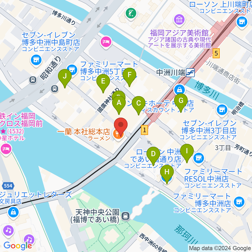 中洲トロンボーンクラブ周辺のホテル一覧地図