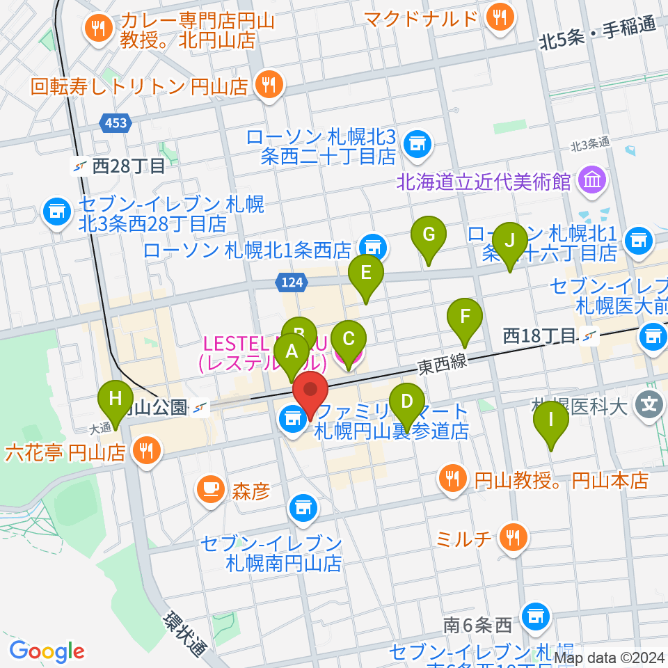 円山夜想 ルヤマノクターン周辺のホテル一覧地図