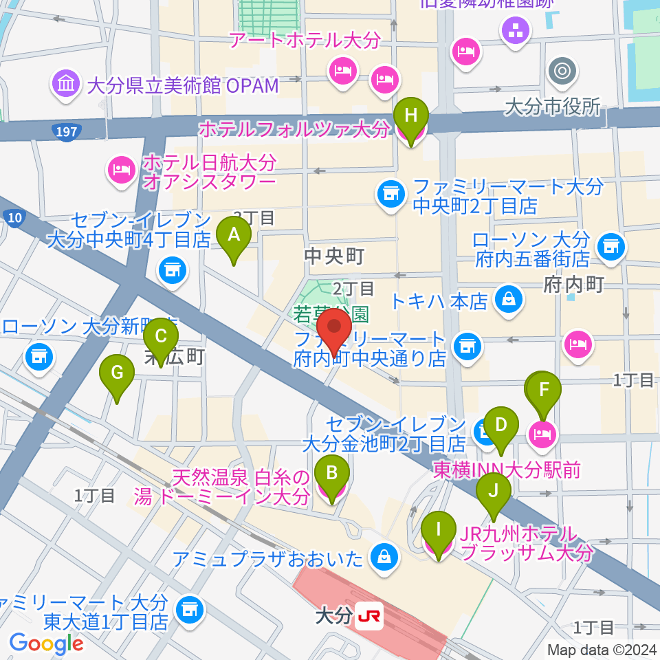 大分カンタループⅡ周辺のホテル一覧地図