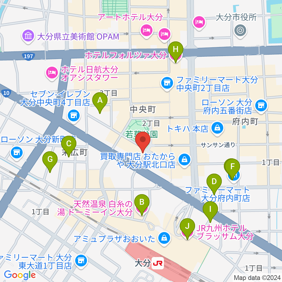 大分カンタループⅡ周辺のホテル一覧地図