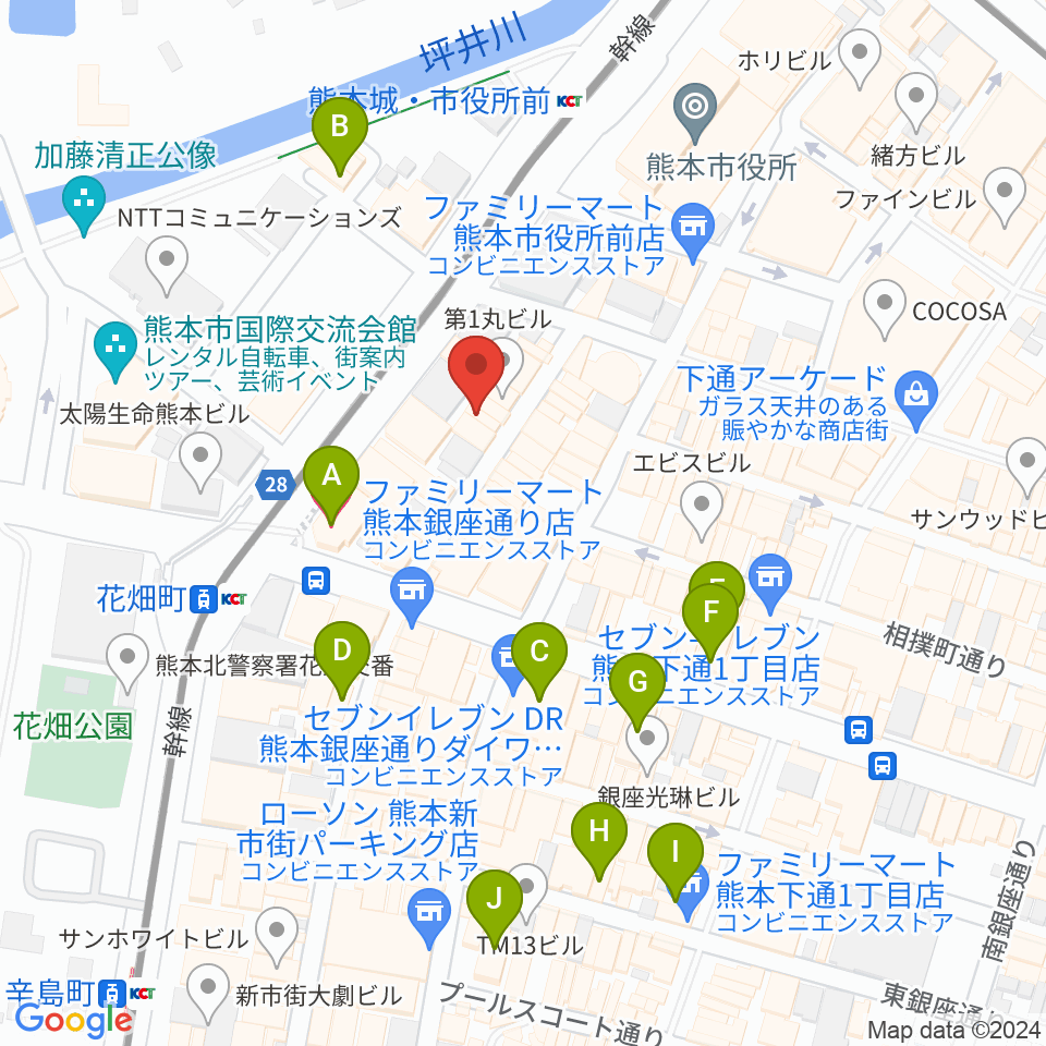 熊本 酔ing周辺のホテル一覧地図
