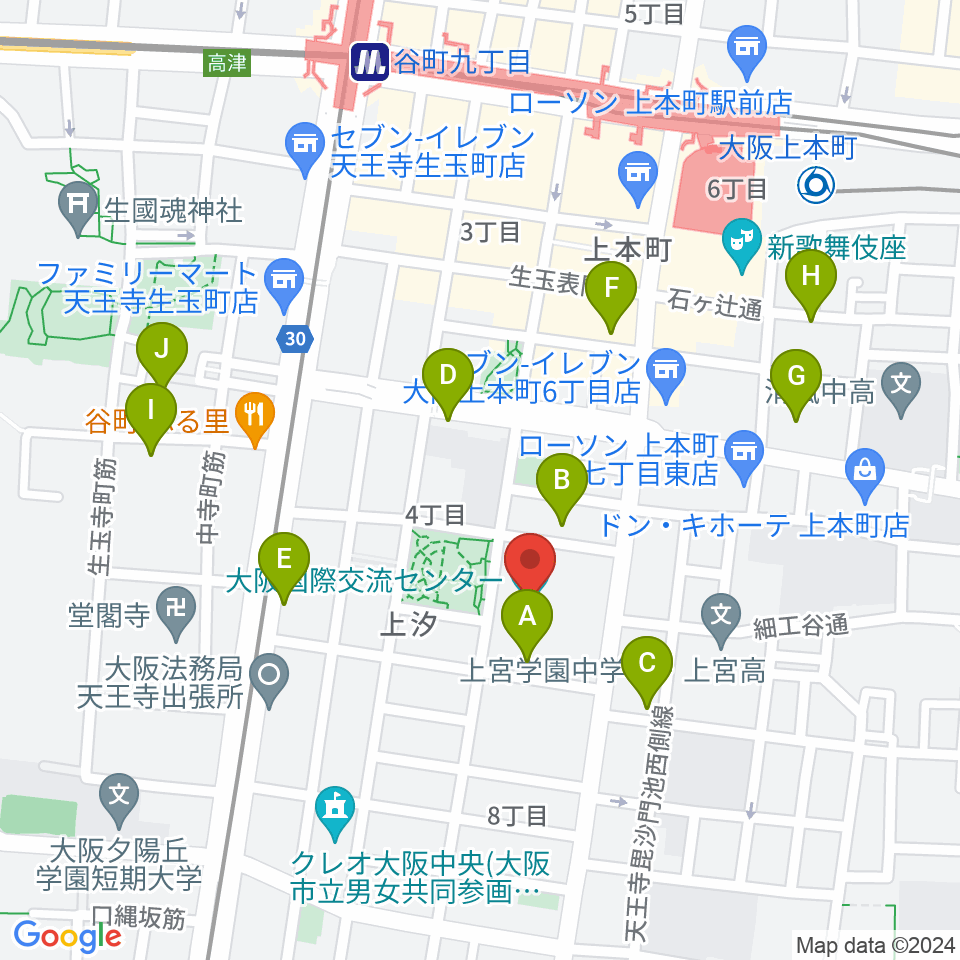 大阪国際交流センター周辺のホテル一覧地図